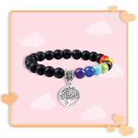 Bracelet 7 chakras anti stress de guérison avec pendentif