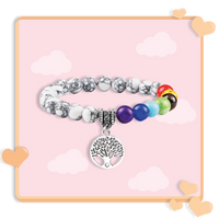 Bracelet 7 chakras anti stress de guérison avec pendentif