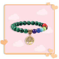 Bracelet 7 chakras anti stress de guérison avec pendentif
