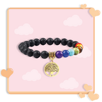 Bracelet 7 chakras anti stress de guérison avec pendentif