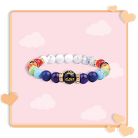 Bracelet 7 chakras anti stress de guérison avec libérateur d'huiles essentiels 