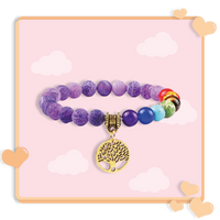 Bracelet 7 chakras anti stress de guérison avec pendentif