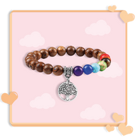 Bracelet 7 chakras anti stress de guérison avec pendentif 