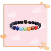Bracelet 7 chakras anti stress de guérison avec libérateur d'huiles essentiels
