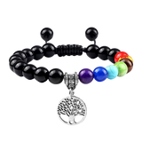 Bracelet 7 chakras anti stress de guérison avec pendentif "Jule" - Obsidienne