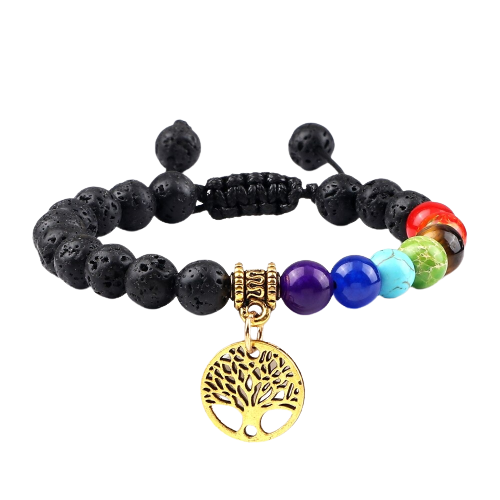 Bracelet 7 chakras anti stress de guérison avec pendentif "Byta" - Onyx