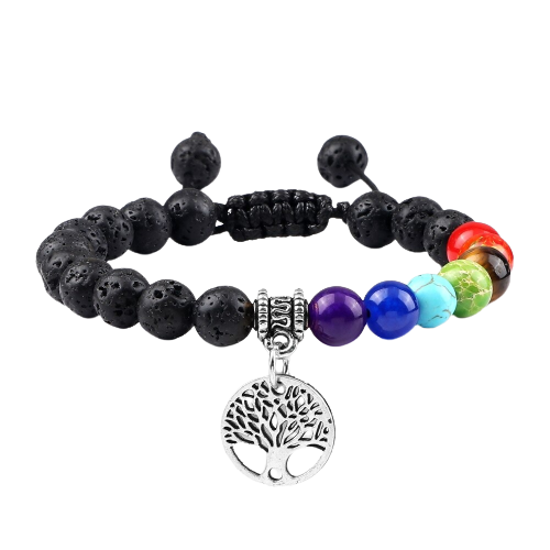 Bracelet 7 chakras anti stress de guérison avec pendentif "Byta" - Onyx
