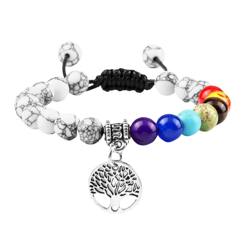 Bracelet 7 chakras anti stress de guérison avec pendentif "Kayta" - Marbre
